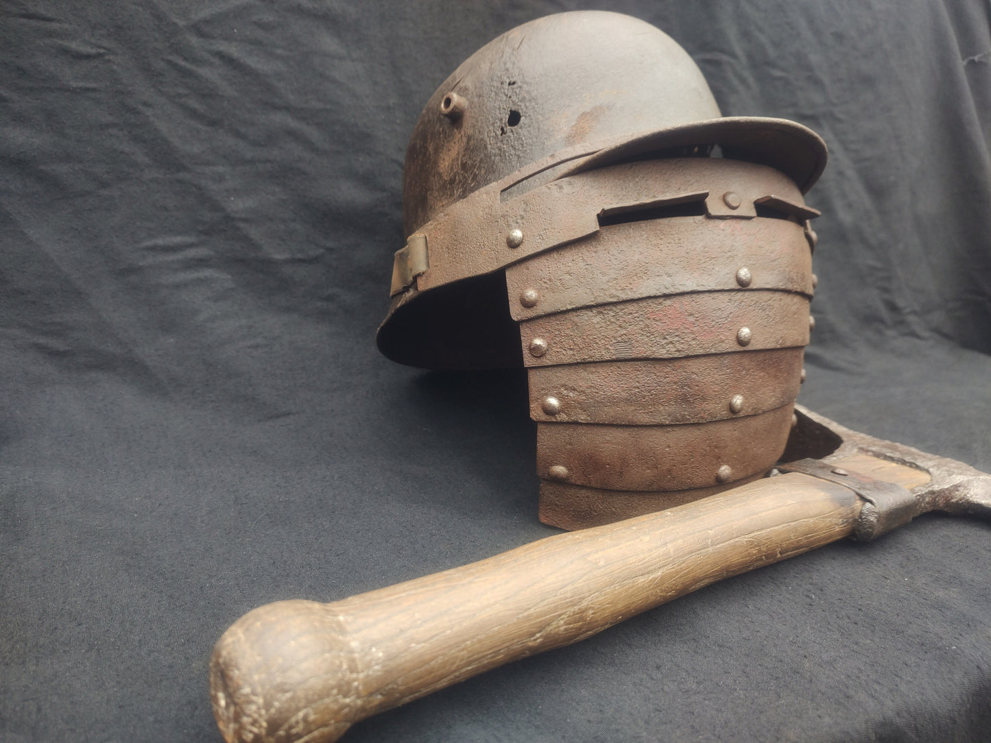 WW1 Face plate armor for M16 M17 German miliary helmets trench art realistic repro