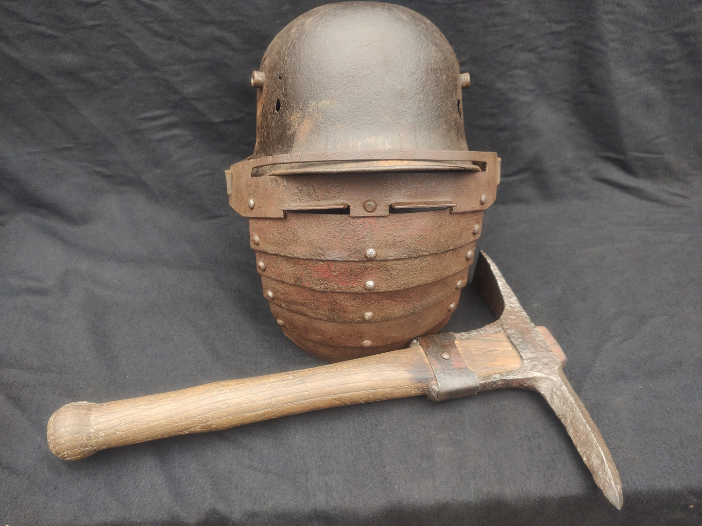 WW1 Face plate armor for M16 M17 German miliary helmets trench art realistic repro