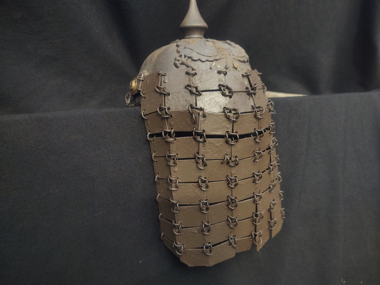 Experimental face covering created for the 1915 model Pickelhaube reaistic repro